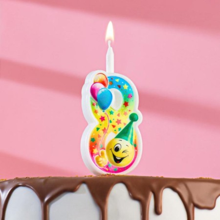 Candle for the cake "Smiley with balls", 9.9 cm, number "8"