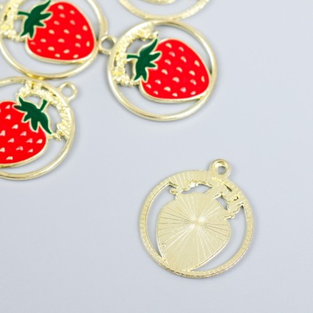 Decor for creativity Metal, enamel "Strawberry in a circle" 2.1x2.5 cm-1