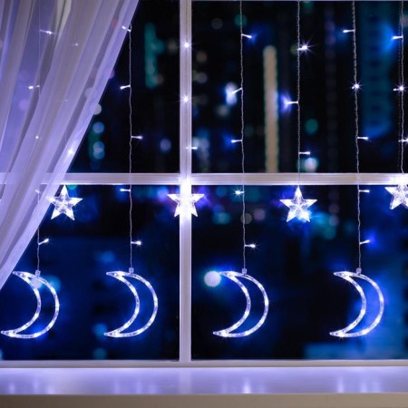 Garland “fringe” 2.7 × 0.9 m with nozzles “month”, IP20, transparent thread, 138 LED, white glow, 8 modes, 220 V