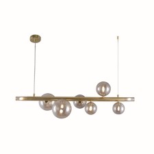 Светильник подвесной Indigo, 11026/8PL Gold. 8х28Вт, G9, 1000х275х300/1480 мм, цвет янтарный