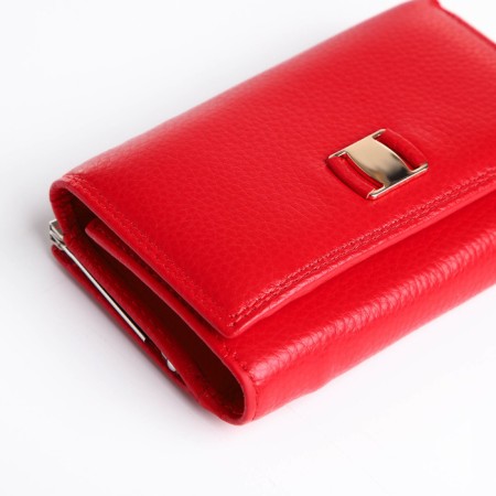Women's wallet on the button, red color-2