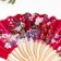 Fan bamboo, textiles h = 21 cm bend, with a brush "flowers" in a box, bright pink