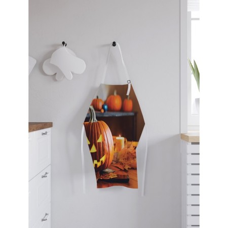 Apron of a kitchen with a photo print "Ominous pumpkin", adjustable, size OS-1