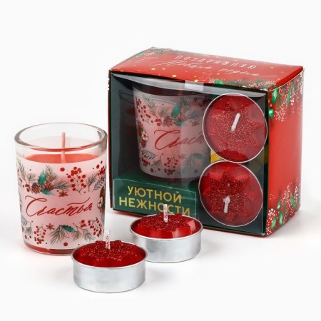 New Year's candles "New Year: Happiness", set of 3 pcs.-1