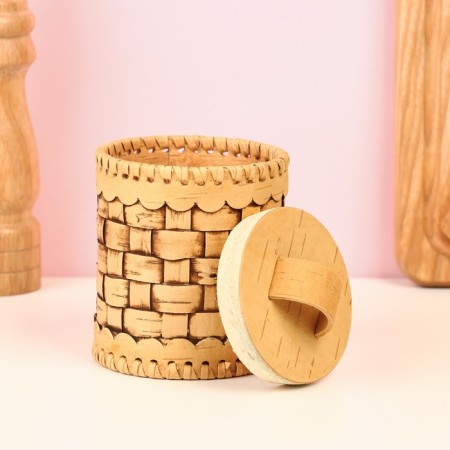 TUES "velor", woven, 8 × 8 × 12 cm, birch bark-2