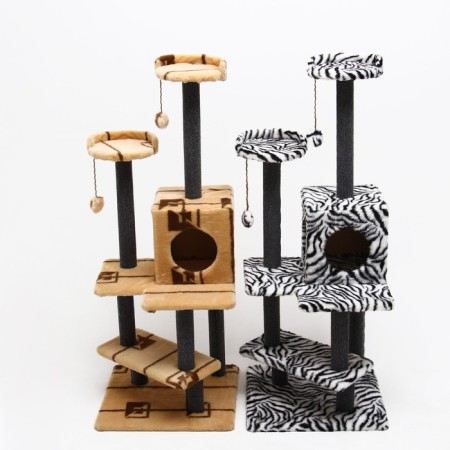 Complex for cats with a clamp "Staircase", 56 x 52 x 140 cm, carpet, mix of flowers-7