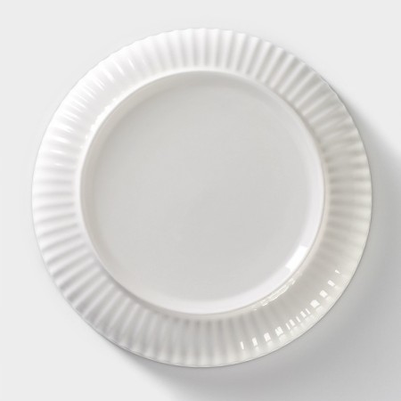 Ceramic dining "Illusion", D = 21 cm, white and gray color-3