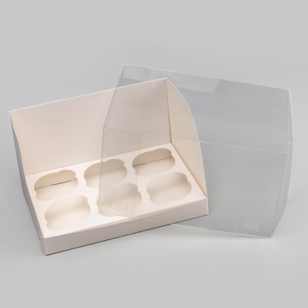 Confectionery folding box for 6 cupcakes, white 23.5 x 16 x 14 cm-3