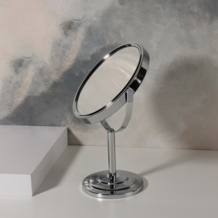 Mirror on the leg "Oval", bilateral, with an increase, mirror surface 9.4 × 11.5 cm, silver color-4