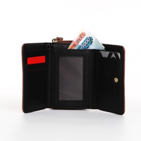 Women's wallet on the button, the color of beige-brown-5