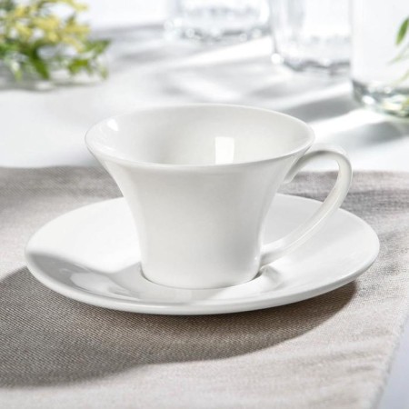 Coffee steam porcelain Wilmax, 2 objects: mug 100 ml, saucer d = 13 cm, white color