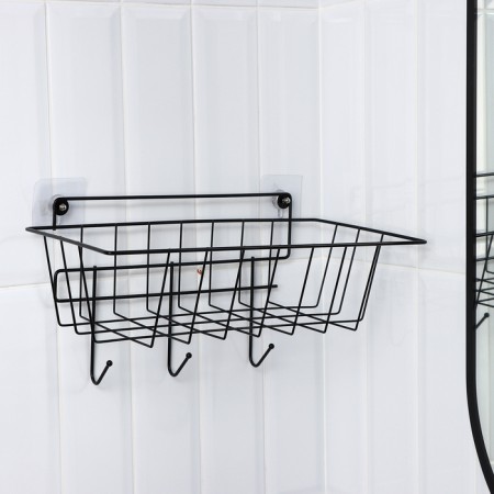 Basket with 3 hooks, 37 × 20 × 19.5 cm, black color-5
