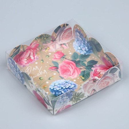 Cookie box, confectionery packaging with PVC lid, “for you”, 10.5 x 10.5 x 3 cm