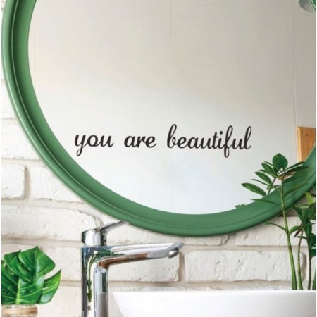 Sticking plastic interior black "You are beautiful" 10x16 cm