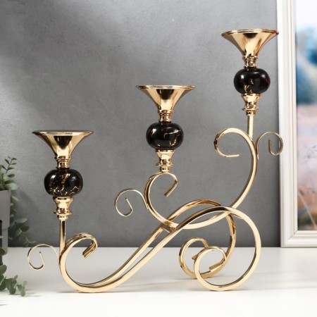 Summary Metal for 3 candles "Turning" Gold with black 39x13.5x42 cm-1