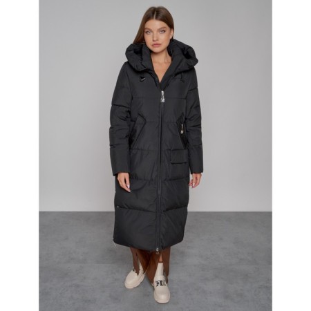 Coat insulated winter female, size 42, black color-8