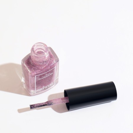 Pink nail polish with sparkles, holographic, tone 710, 6 ml-3