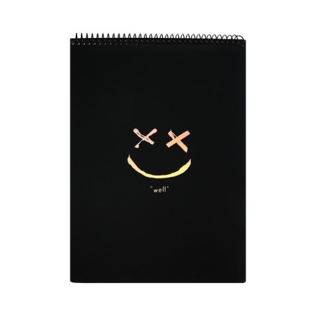A4 sketchbook, 30 black sheets on the crest, Smile, solid substrate, density 110 gr., Mix-3