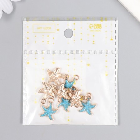 Decor for creativity metal, enamel "Sea star" Blue 1.5x2 cm-5