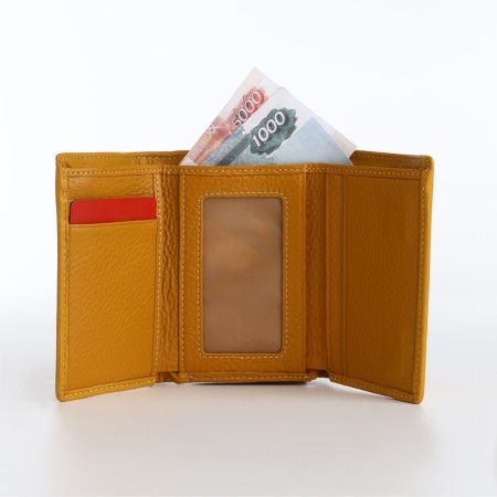 Women's wallet on magnet, yellow color-5