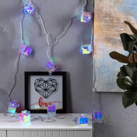 Garland “thread” 2.5 m with nozzles “gifts”, IP20, transparent thread, 10 LED, white glow, 220 V-3