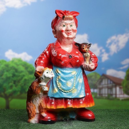 Garden figure "Mother -in -law with a cat and a dog" 51x44x77cm mix-1