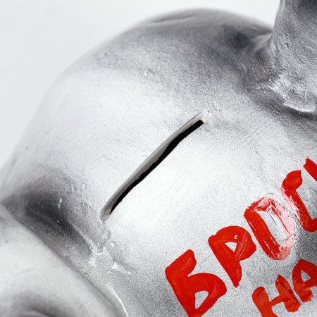 Piggy bank "Cat man" 12x17cm, gray-3