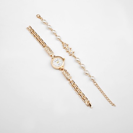 Women's gift set "Eyenn" 2 in 1: wrist quartz clock, bracelet, d-2.5 cm-1