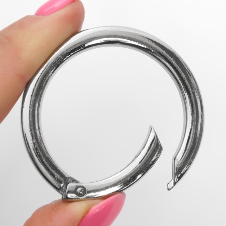 Carabin ring is flat, d = 38/48 mm, thickness - 5 mm, 5 pcs, silver color-2