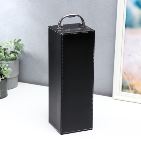 Casket wood, leatherette for a bottle "smooth leather" 4 items 36x11x12 cm-1