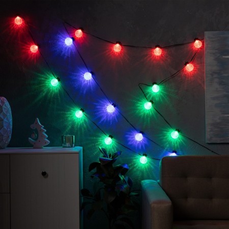Smart garland “thread” 6 m with nozzles “bubbles”, IP20, dark thread, 20 LED, glow RGB, USB-3