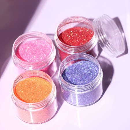 Cosmetic glitter in a jar, mix of flowers, set 4 pcs., 1 jar = 20 g-1