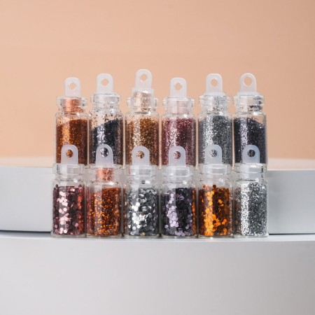Sparkles for decor "tenderness", small/medium/large, 12 bottles
