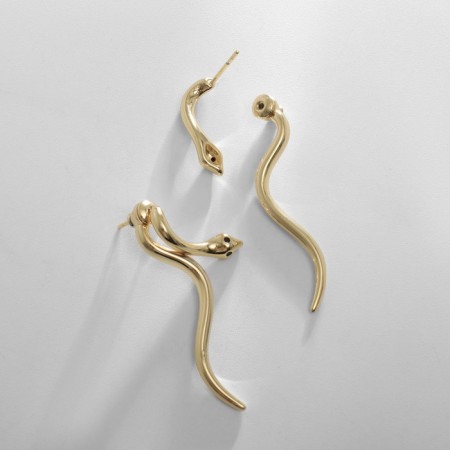 Earrings with rhinestones Xuping snake, white color in gold-2