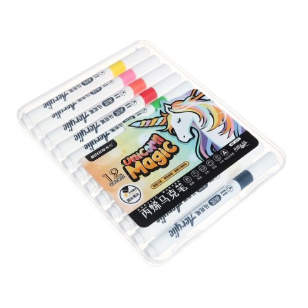 A set of acrylic markers 12 colors, a round tip, for any surface-6