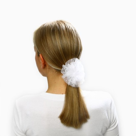 Outlet. Hair bow on elastic band, white, 10 cm, kitty Marie-1