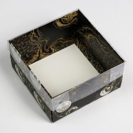 Box for confectionery products with PVC lid "Gold", 12 x 6 x 11.5 cm, New Year-1