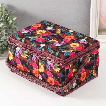 Casket for needlework "Flower garden in the night" 19x26x14.5 cm-6