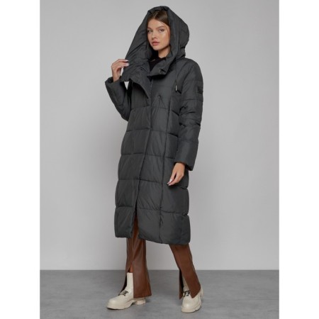 Coat insulated winter female, size 44, dark gray color-9