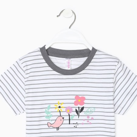 T-shirt for girls, gray/strip, height 104-110 cm-5