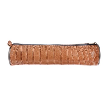 Penal-tubus for brushes, soft, 255 x 65 mm, 7k27, leatherette, reptile print, brown-2