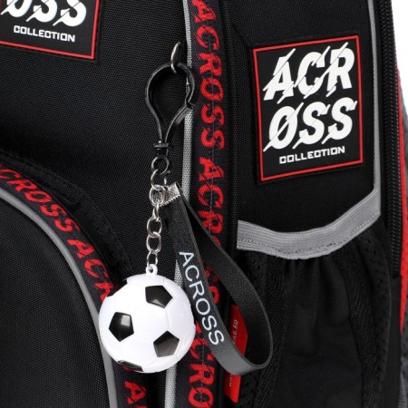 Frame backpack 37 x 28 x 12 cm, Across 194, filling: bag, pencil case, dark gray/red ACR22-194-5-11
