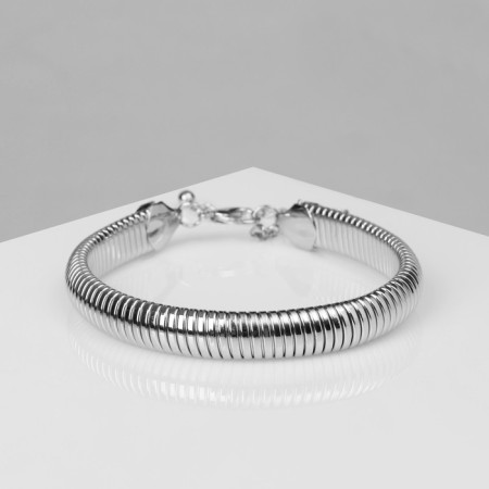 Bracelet Metal "relief" narrow, 26 cm, silver color-1