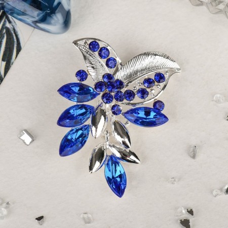 Brooch "Flower" Lobelia, blue color in silver-1