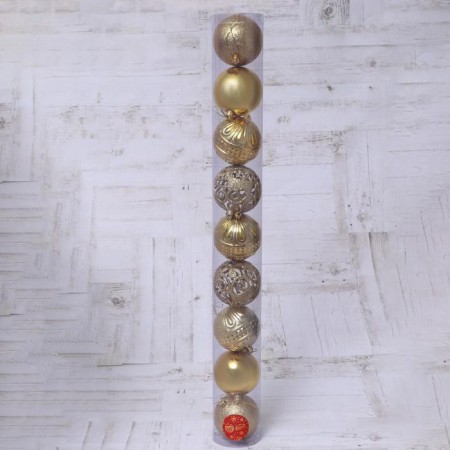 Set of balls plastic D-8 cm, 9 pcs "Cheal Grace" Gold-1