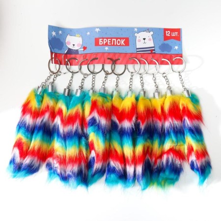 Fluffy on the ring "striped bright tail" 17x6.5x6.5 cm mix-2