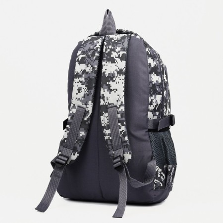 Tourist backpack, 22 liters, 2 lightning departments, 5 external pockets, ZFTS, gray color/camouflage-3