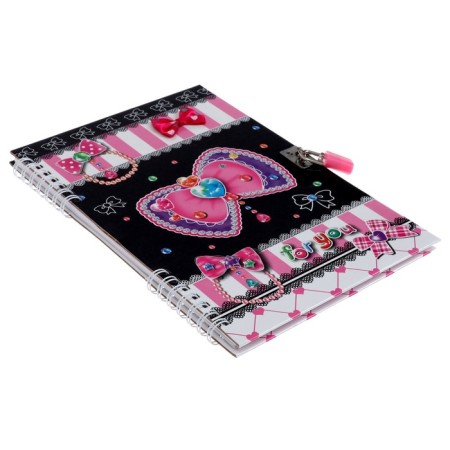 Notebook Gift Book on a lock, A5, 50 sheets, line, Bows, mix-4