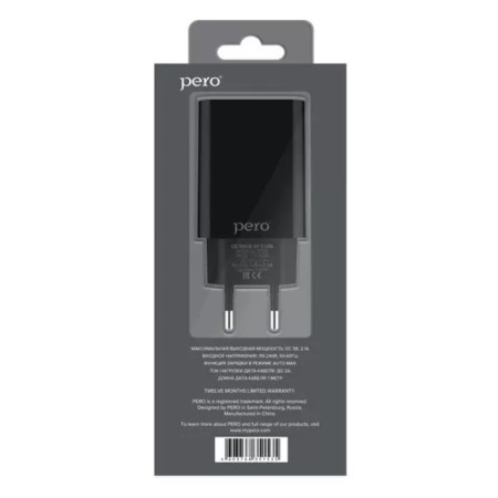 Network charger PERO TC02, 2 USB, 2.1 A, MicroUSB cable, black-2