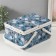 Casket for needlework "Black and white flowers on blue" 19x26x14.5 cm